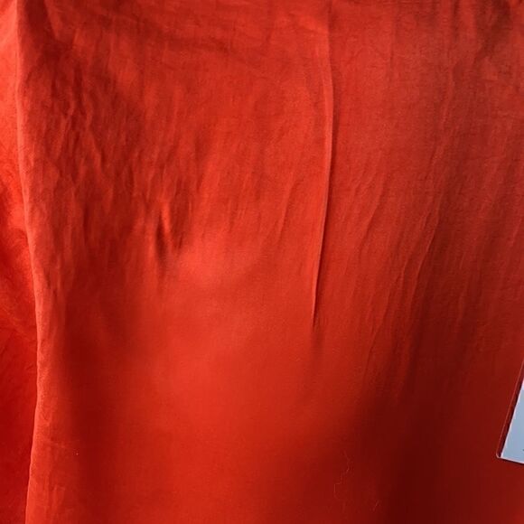 NWT NLW Orange Satin Deep Plunge Wrap Dress Medium - Picture 7 of 9